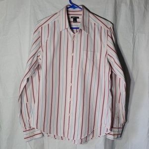 H&M White Maroon Aquablue Pink Stripe Dress Shirt